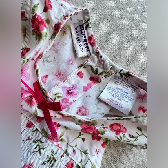 Blueberi Boulevard white floral dress 24 months pink ribbon EUC - Picture 4 of 6